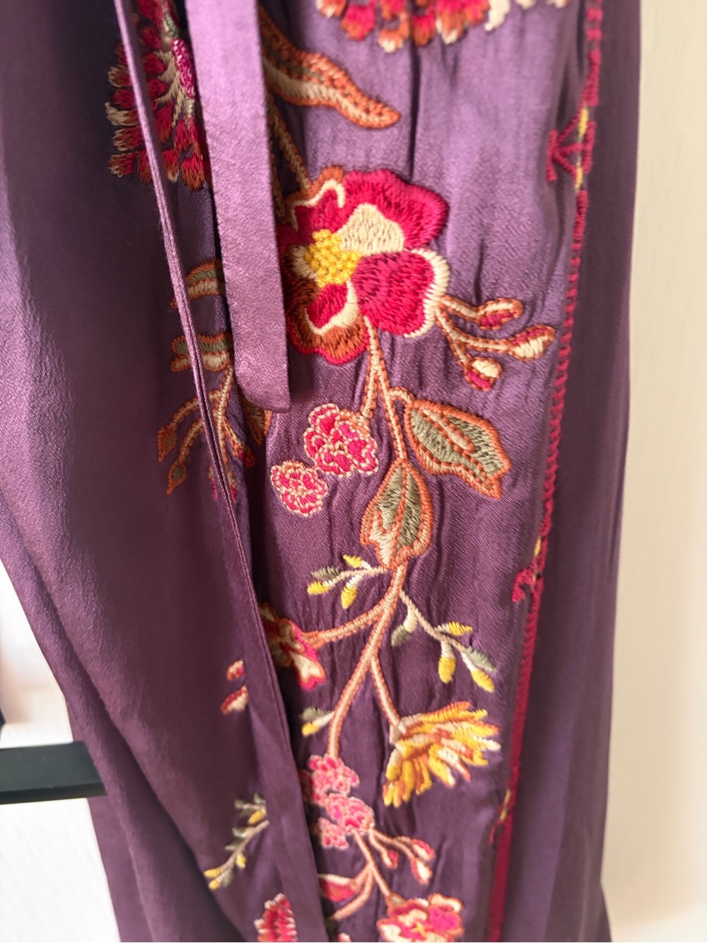 Johnny Was Plum Embroidered Maxi Dress with Floral Accents - Picture 6 of 10